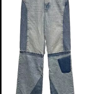 Zara Two-Tone Light and Dark Blue Boyfriend Jeans
